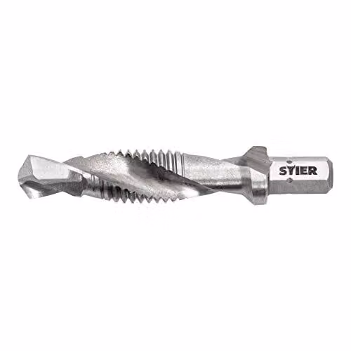 STIER Punta combinata per rubinetto M10 DIN 3126 HSS-G 1/4" codolo esagonale destrorso Rubinetto a taglio singolo per foro passante