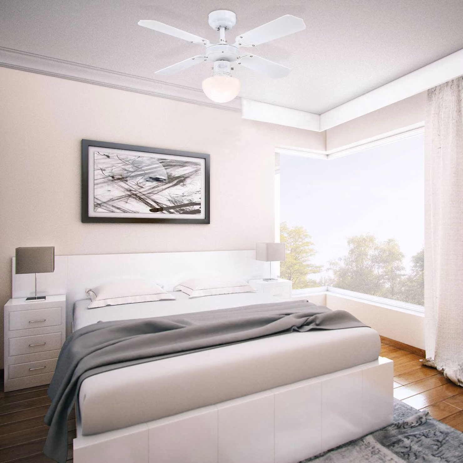 Westinghouse Portland Ambiance ventilatore bianco, Bianco / Opale, Soggiorno / Sala da pranzo, Legno