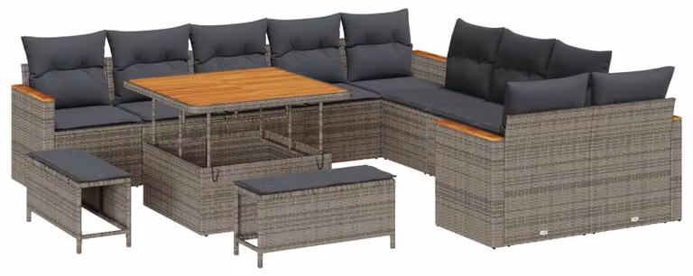 Set Divano da Giardino 13 pcs Grigio polyrattan