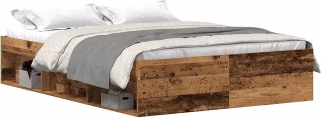 Letto matrimoniale | Letto per adulti | Giroletto senza Materasso Legno Antico 135x190cm in Truciolato
