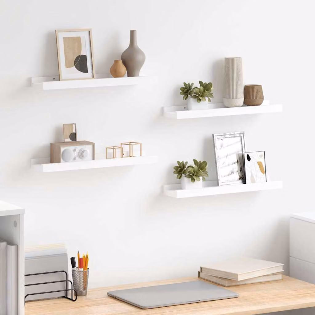 Set di 4 mensole da parete vidaXL bianche in MDF, L 40 cm x P 9 cm x H 3 cm