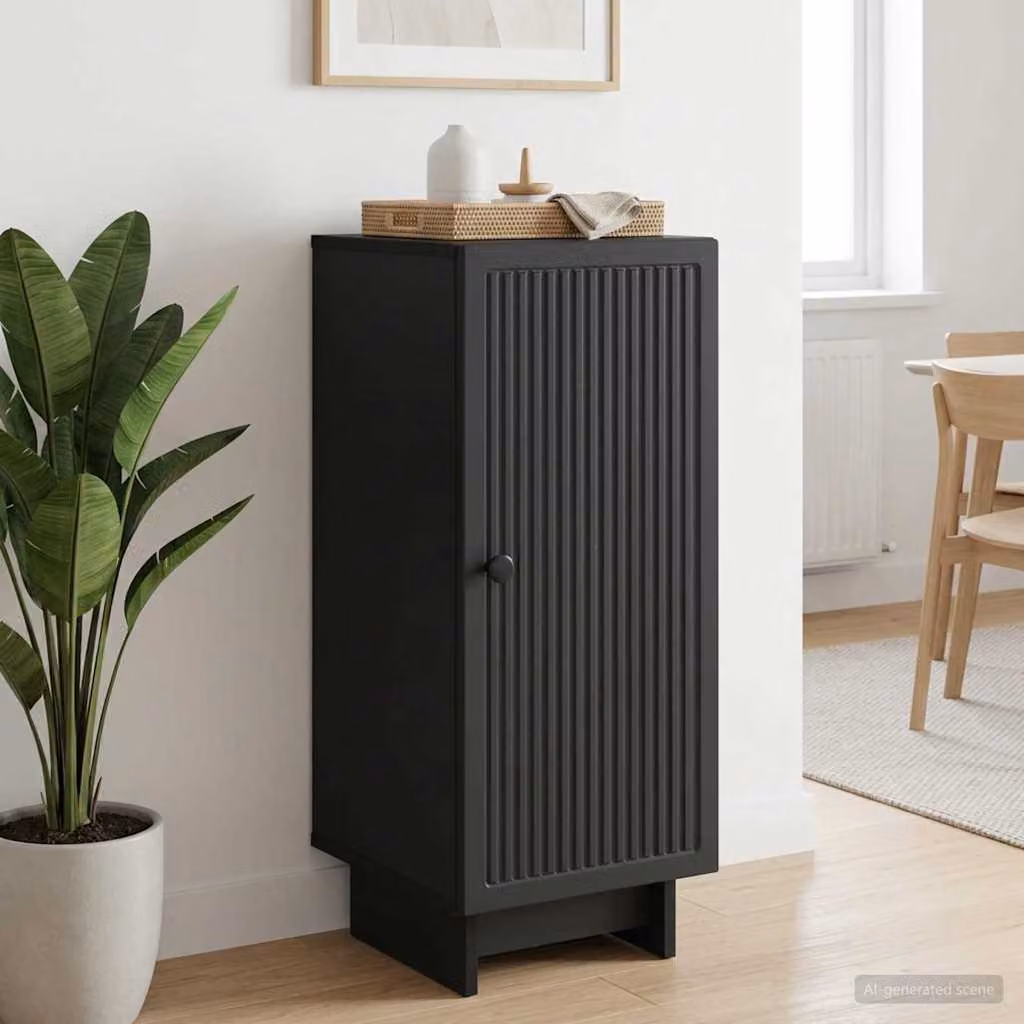 Credenza moderna vidaXL in legno ingegnerizzato e metallo, colore nero, L 33 cm x P 34,5 cm x H 90 cm