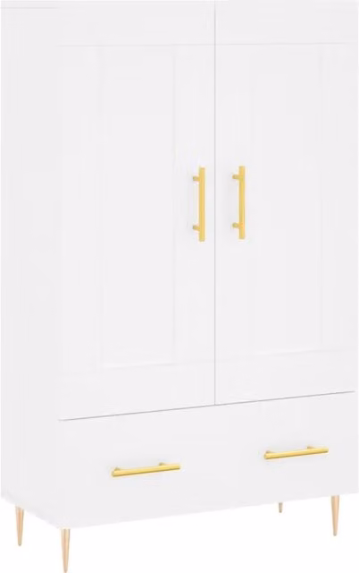 Credenza-Buffet-Armadio da cucina Bianca 69,5x31x115 cm in Legno Multistrato