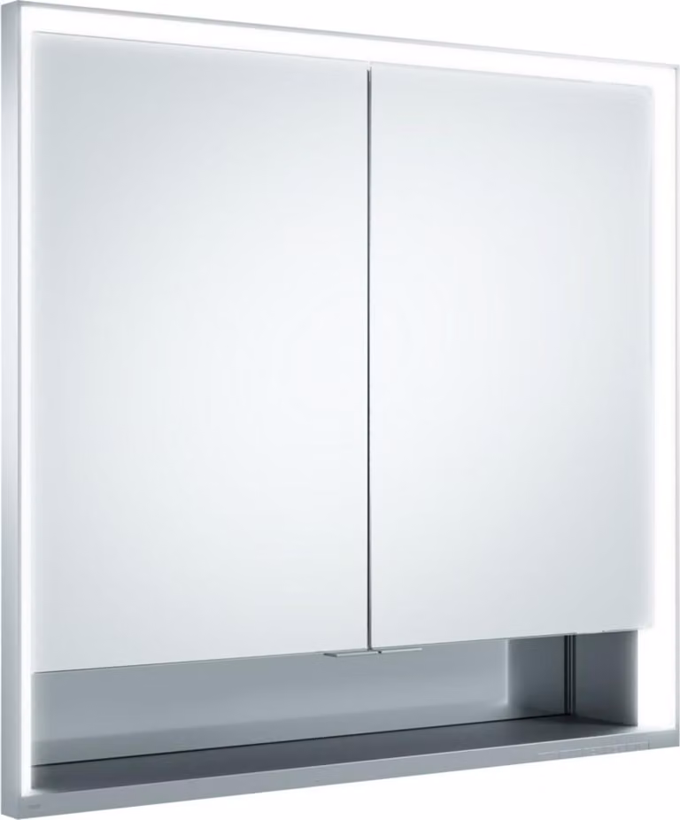 KEUCO Royal Lumos armoire de toilette encastrable 2 portes, porte courte, étagère ouverte, 800mm, 14332171301, 14332171301