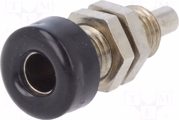 1 connettore a banana da 4 mm, 32A, placcato in nichel, nero, 33 VAC, 70 VDC, resistenza: 10 mΩ, modello BU 403 NI / SW
