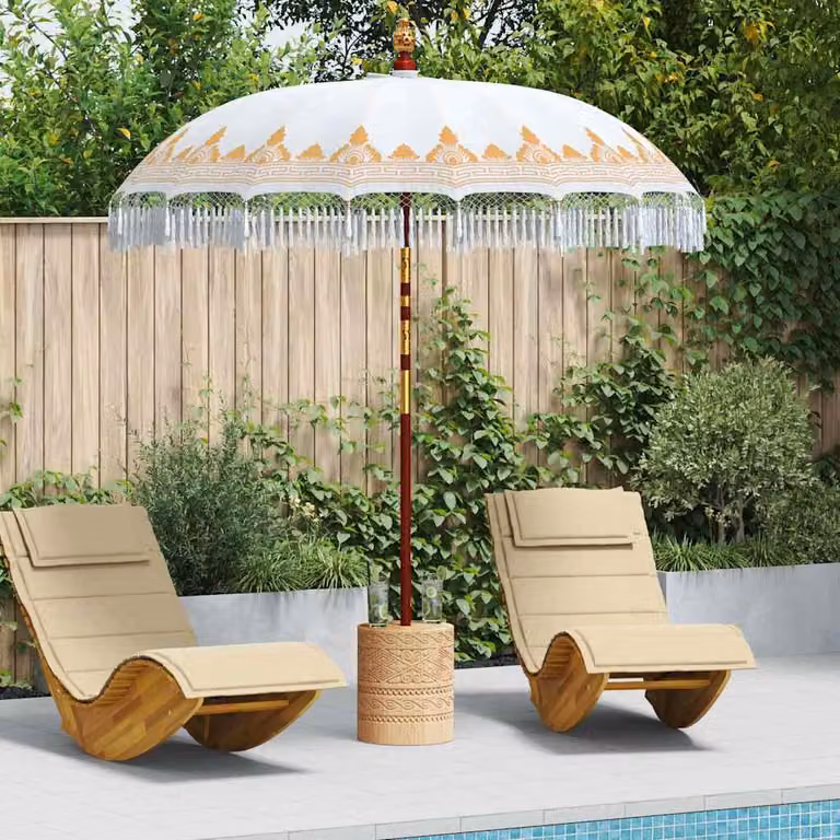 Maison Exclusive - Ombrello balinese con base, colore crema, diametro 210-220 cm