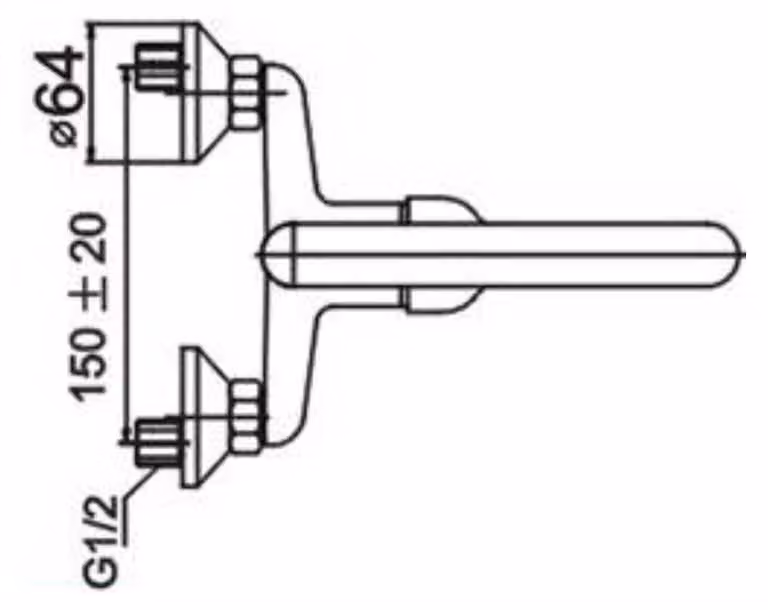 Miscelatore monocomando da parete, distanza di 15 cm, realizzato in resina, adatto per bagno e cucina