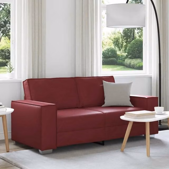 Divano a due posti Rosso Vino 180 cm Pelle Sintetica 4105054