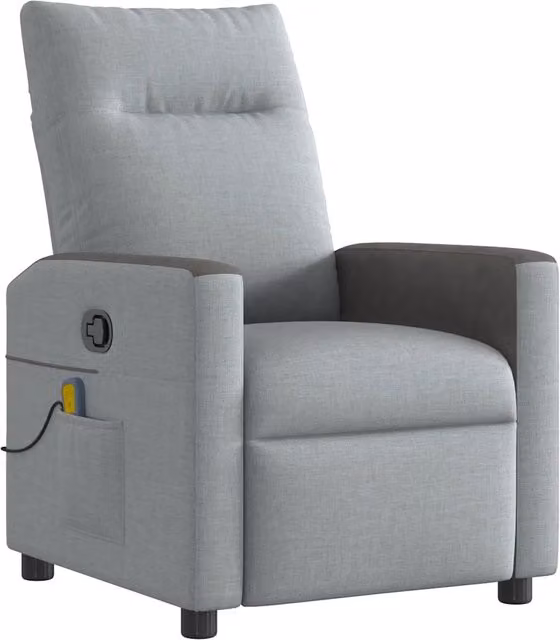 Poltrona Relax Reclinabile Moderna in Tessuto Grigio e Nero con Braccioli