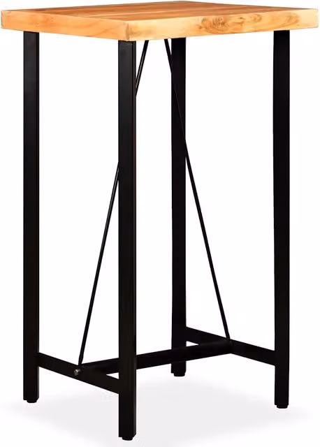 Set da Bar 3 pz in Legno Massello Acacia in Pelle Vera e Tela CFW1526778