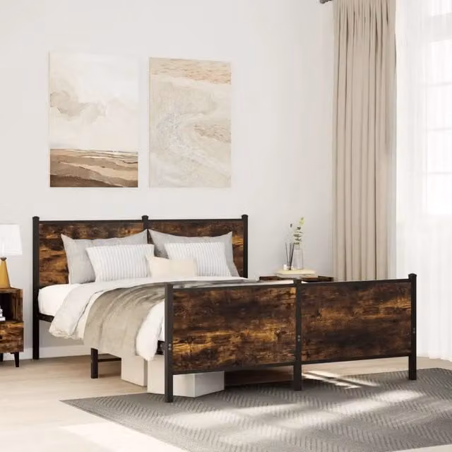 Giroletto senza Materasso in Metallo-Struttura Letto Rovere Fumo 150x200 cm 866075