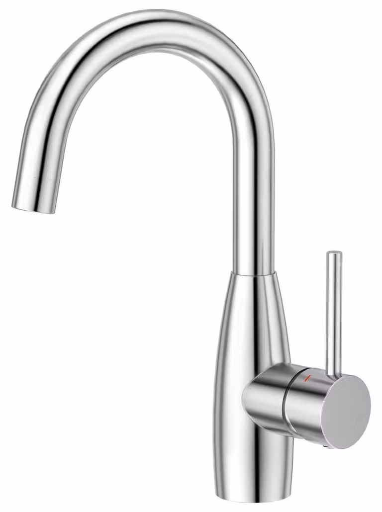 Miscelatore monocomando per lavabo, bagno/cucina, in acciaio inossidabile cromato, a risparmio idrico, girevole a 360°