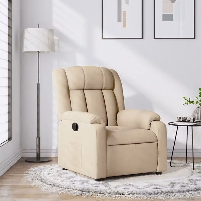 Poltrona relax reclinabile vidaXL in tessuto beige con braccioli e leva manuale