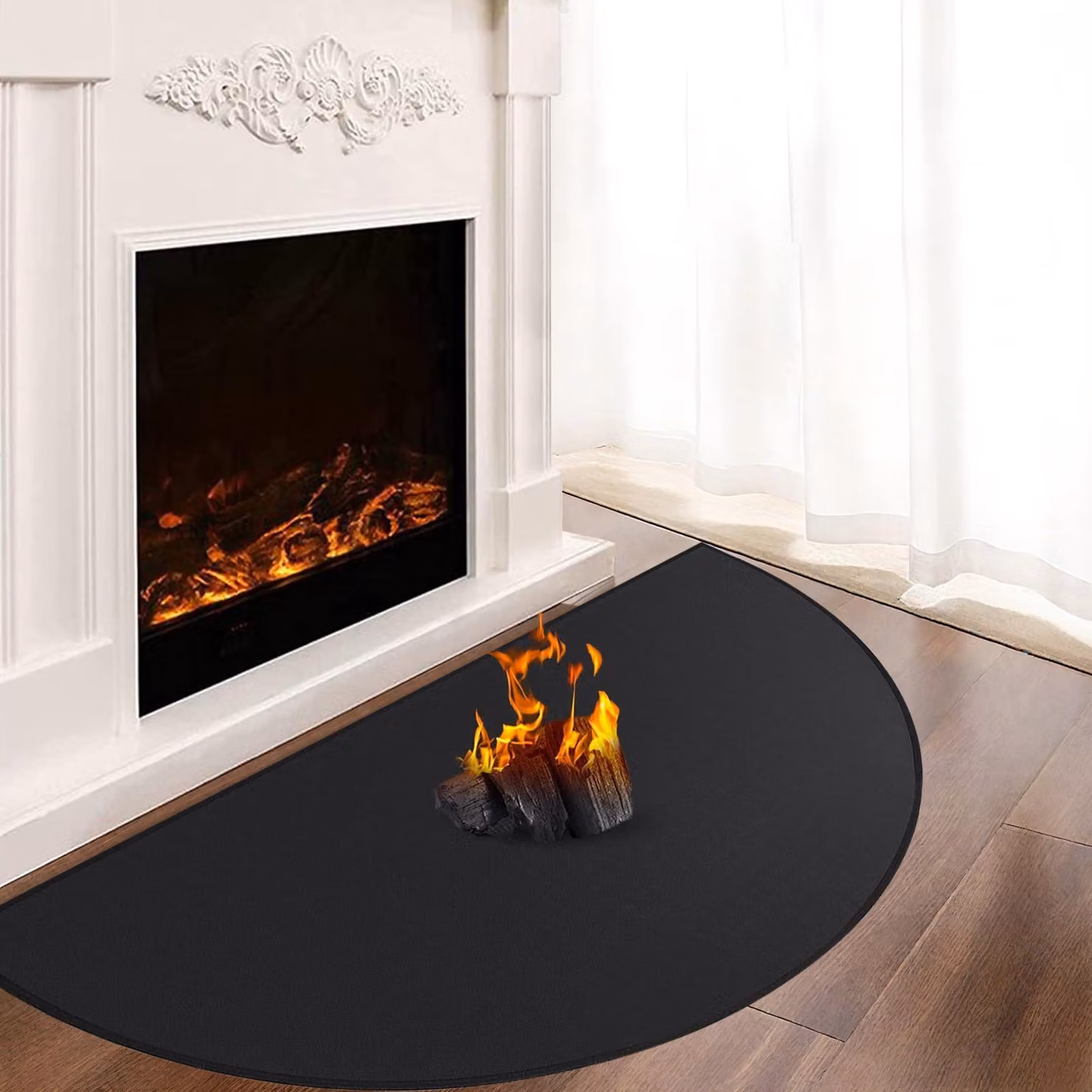 Tappeto resistente al fuoco per camini aperti, 150 x 80 x 0,1 cm, tappeti per camini