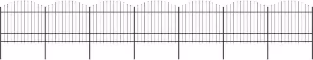 Recinzione da giardino con punta a lancia in acciaio vidaxl nero L: 1172 cm, H: 175 cm