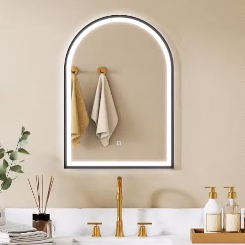 HOMCOM Specchio da bagno con luce 50x70 cm Antiappannamento IP44 Nero
