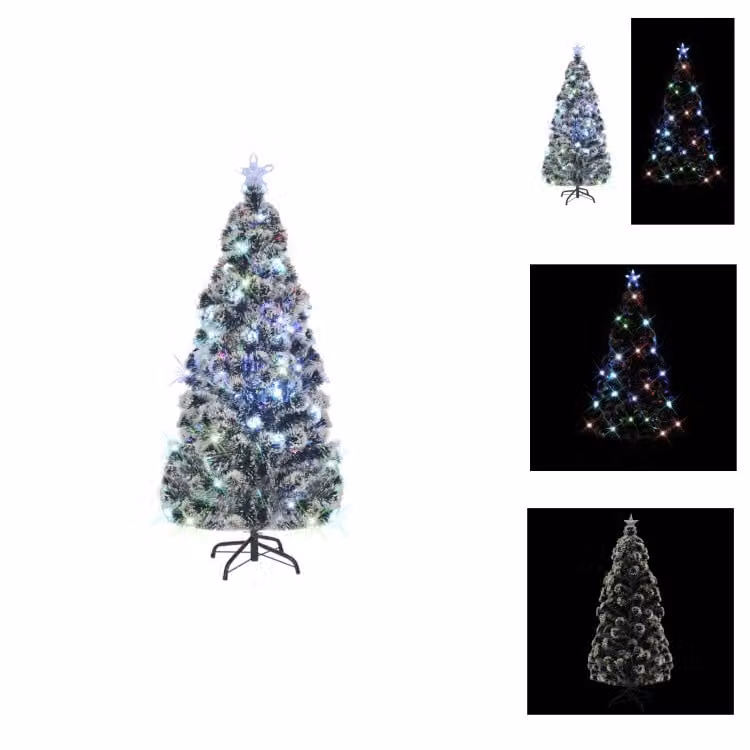 albero di Natale vidaXL con illuminazione e supporto 180 cm in vetroresina - Alberi di Natale