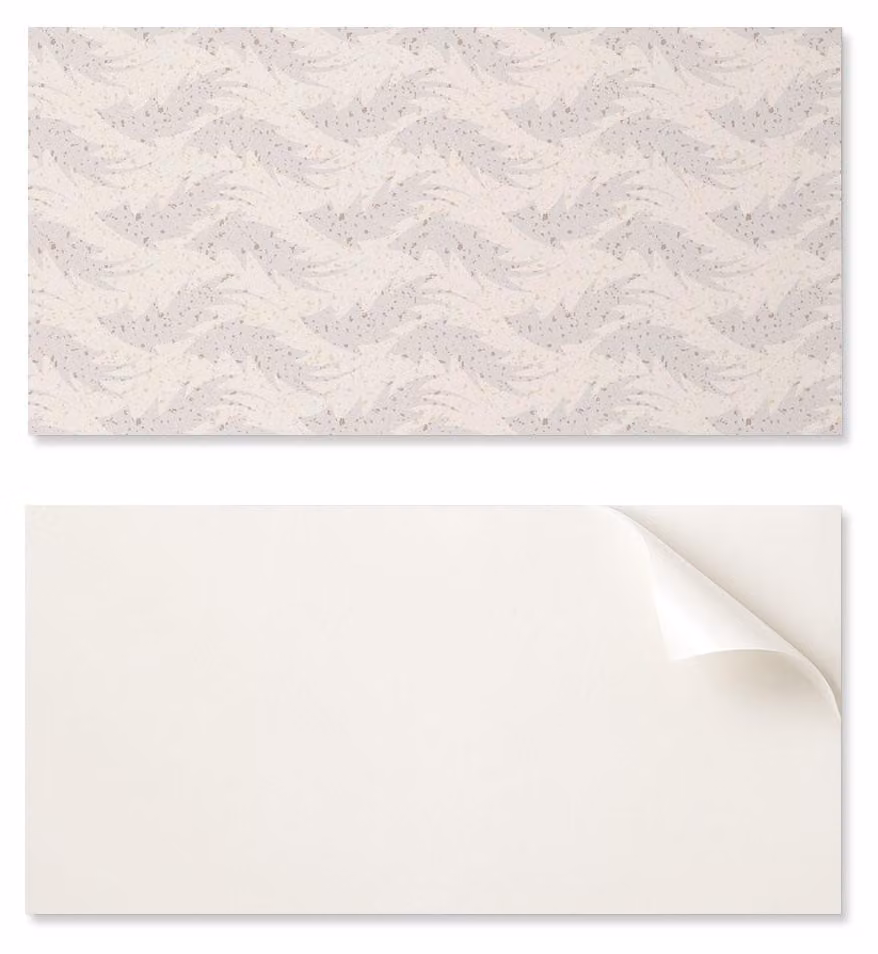 Pannello in vinile autoadesivo con stampa, ideale per bagni, dimensioni 100 x 50 cm, con motivo a foglie su sfondo neutro