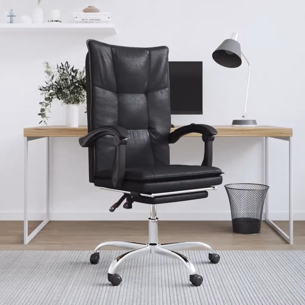 Sedia da ufficio executive reclinabile nera in similpelle con braccioli e ruote DESIGN IN – 2