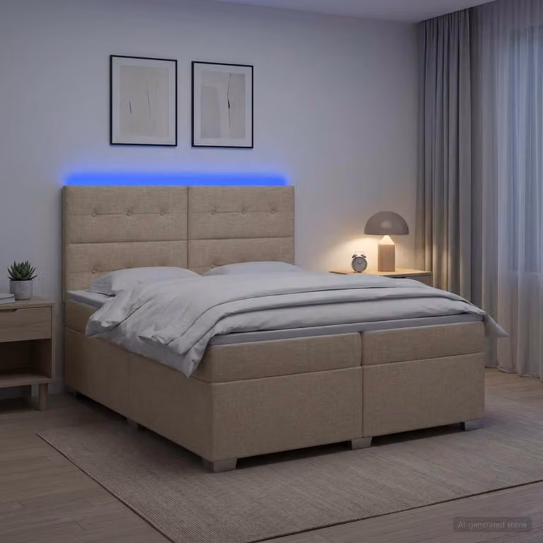 Maison Exclusive - Letto boxspring con materasso Crema 200 x 200 cm Tessuto