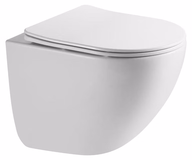 Water WC con coperchio ammortizzato, scarico a bordo senza spirale, capacità da 3 a 4,5 litri, colore bianco