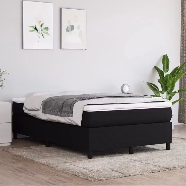 Letto Ibrido vidaXL con Giroletto a Molle e Materasso in Tessuto Nero e Bianco L/P: 120 x 200 cm – 1