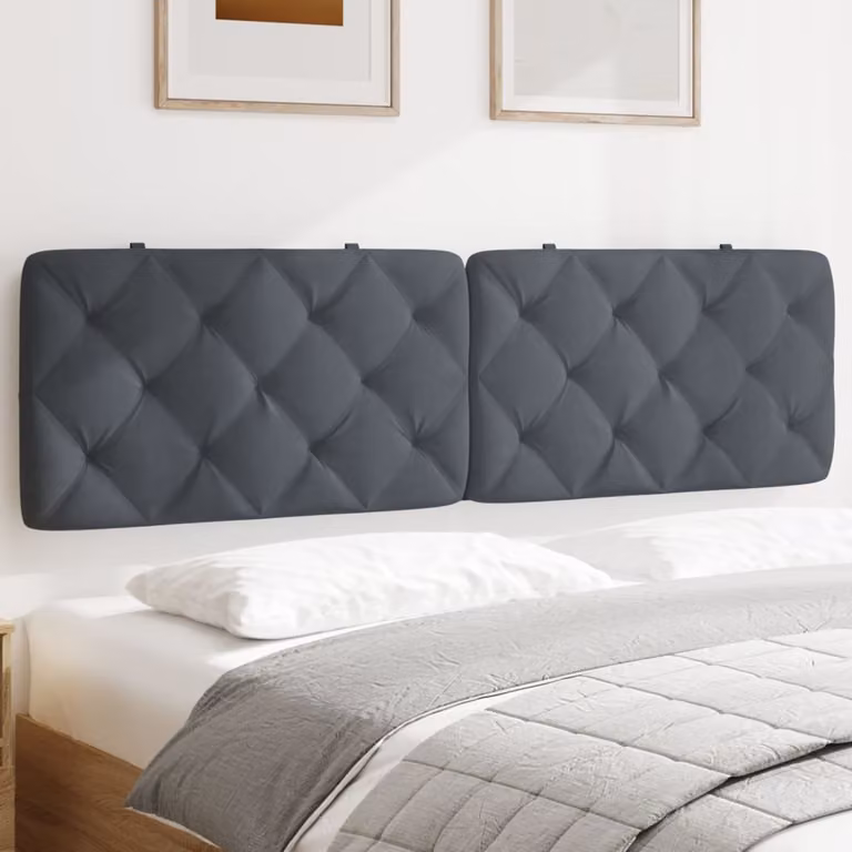 Testiera per letto imbottita vidaXL in velluto grigio, L: 185 cm, H: 48 cm, P: 6 cm
