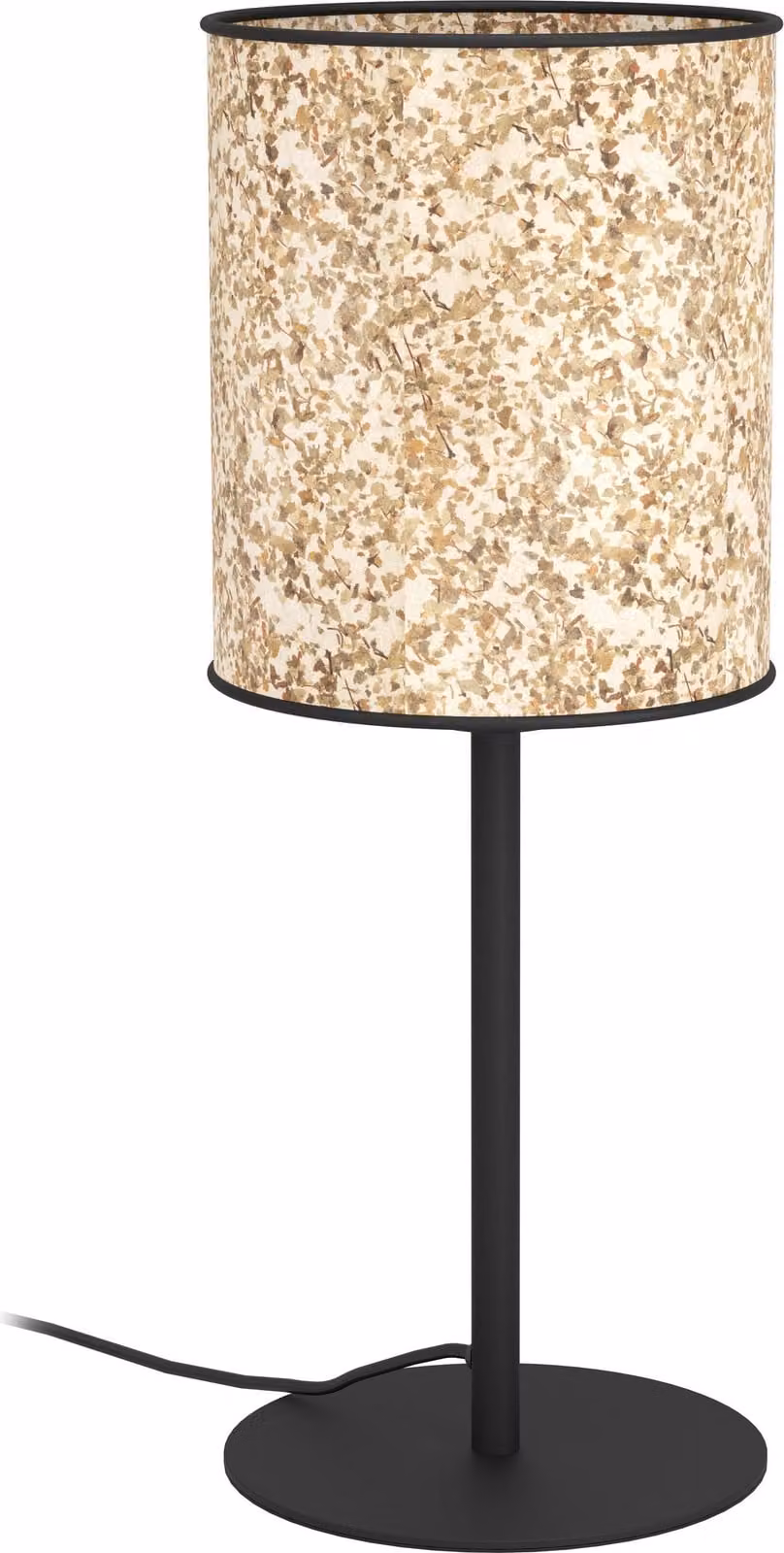 EGLO Butterburn, lampada da comodino sostenibile, lampada da tavolo in metallo nero e tessuto con foglie di betulla, lampada da tavolo, attacco E27