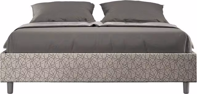 Letto Matrimoniale Era Azelia con Contenitore e Rete con Alzata, Imbottito in Tessuto Grigio, L/P: 160 x 200 cm