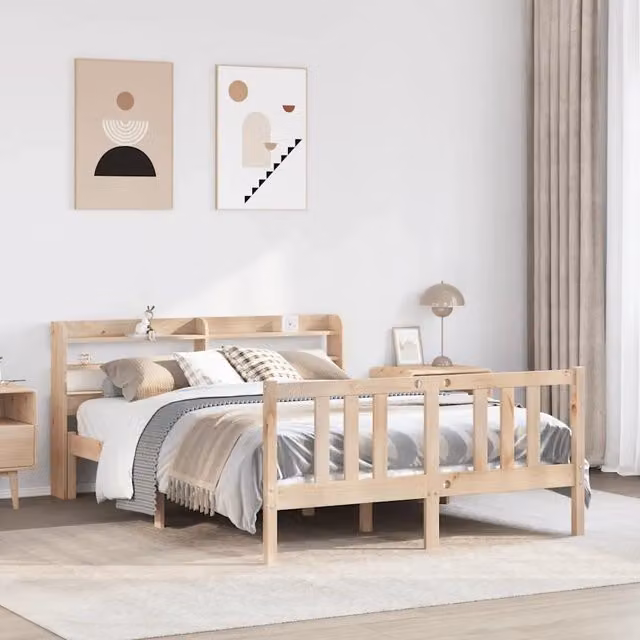 Giroletto con Testiera 135x190 cm in Legno Massello di Pino