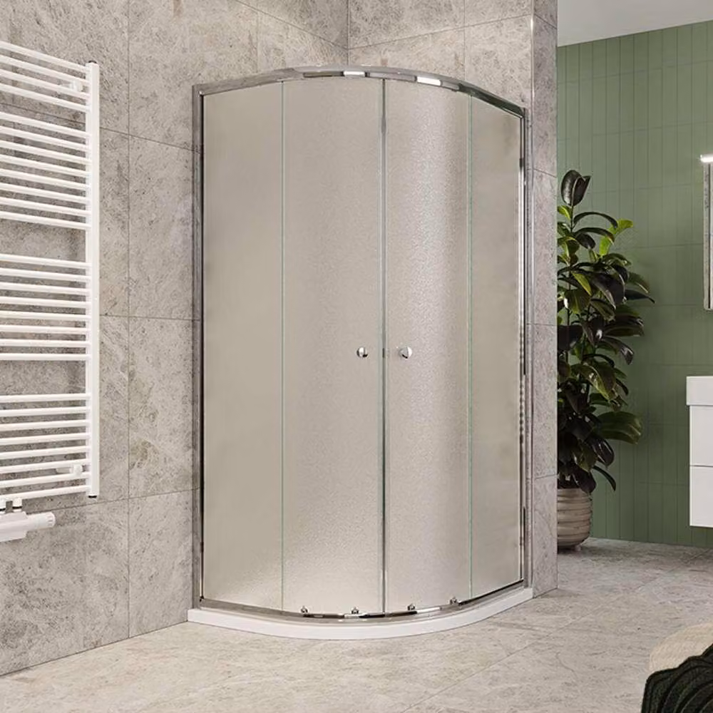 Mereo Cabina doccia, Kora Lite, a quarto di cerchio, R 550, a scomparsa, 90x90 cm, cromo ALU, vetro Grape - CK35131Z