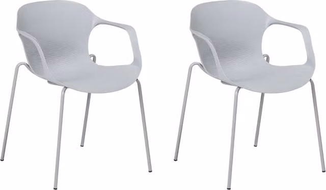 Set di 2 Sedie da Pranzo BELIANI in Metallo Grigio e Bianco Stile Industriale Impilabili