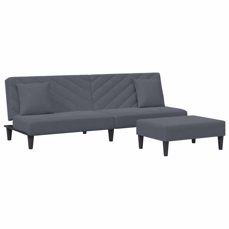 SYFAX™ Set di Divani 2 pz con Cuscini Grigio Scuro in Velluto