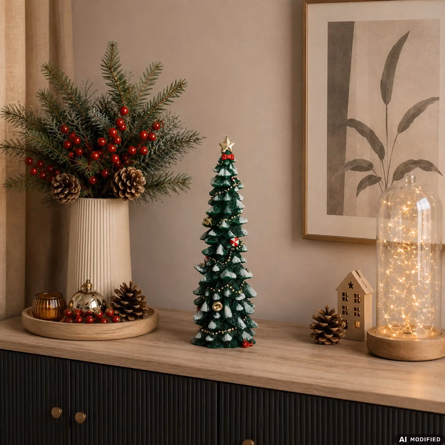 Candela Natalizia a Forma di Albero Decorato VESTIAMO CASA Verde h30 cm – 2