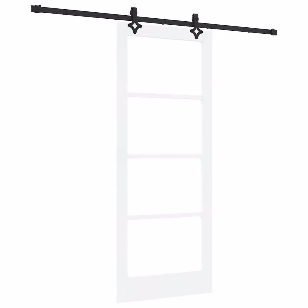 Porta scorrevole moderna vidaXL in bianco con vetro e acciaio H: 202 cm, L: 83 cm – 2