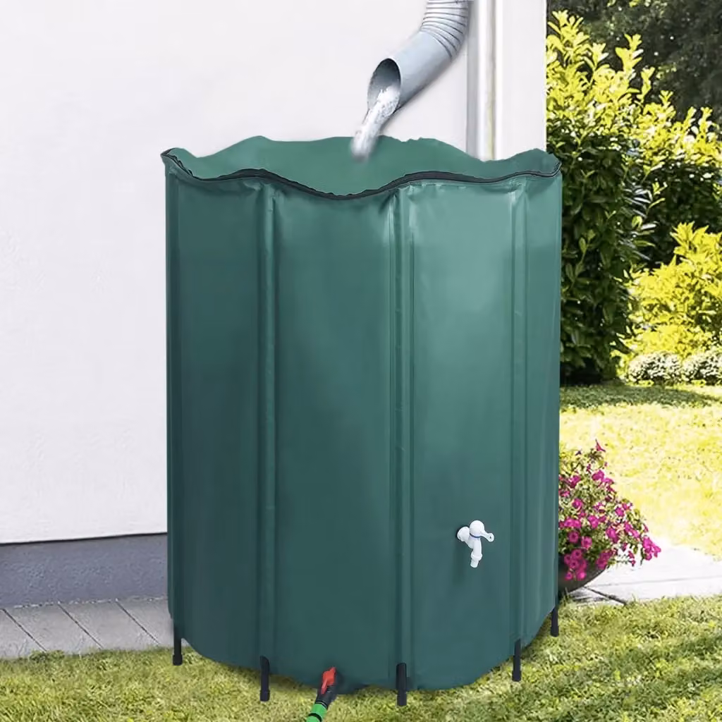 Serbatoio per acqua piovana pieghevole DESIGN IN con rubinetto e filtro, verde, 1000 l – 2