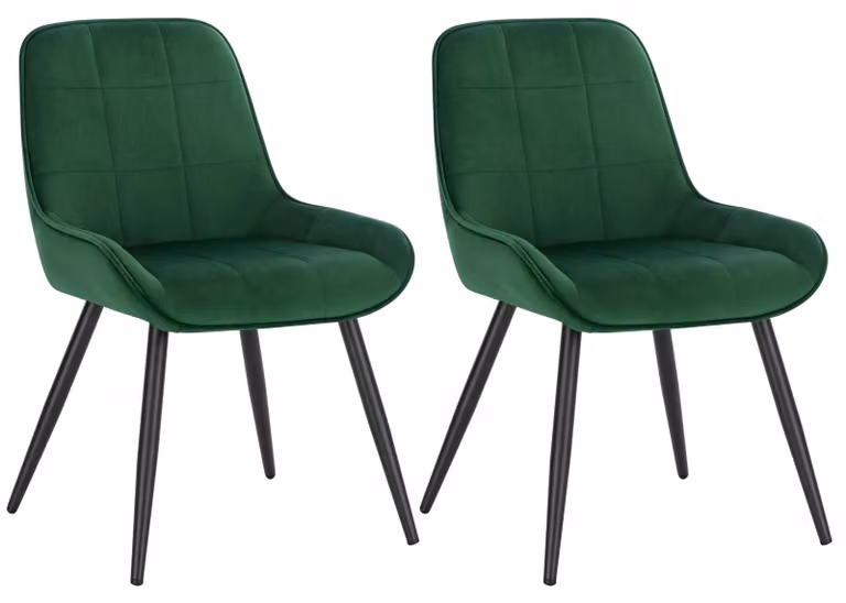 Sedie da pranzo - Sedie da pranzo moderne - Set da 2 - Ergonomiche - Imbottite - Regolabili in altezza - Struttura in metallo - Con braccioli - Velluto verde scuro