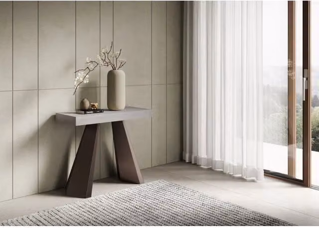 Consolle allungabile Itamoby Diamante Premium con telaio Orso, colore Cashmere e finitura bianca opaca, L/P/H: 90 x 40/300 x 77 cm
