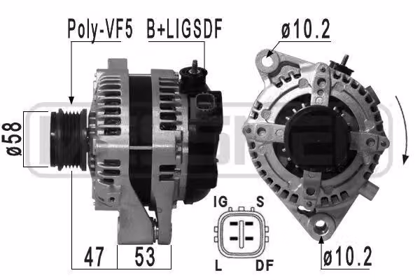 ERA 210930A Alternatore 100 A 14 V per TOYOTA AVENSIS Station Wagon (T25), COROLLA Verso (ZER, ZZE12, R1), COROLLA (ZZE12, NDE12, ZDE12) e AVENSIS