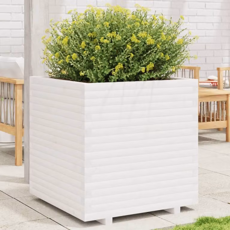 Fioriera da giardino vidaXL bianca in legno, L/P/H: 70 x 70 x 72,5 cm