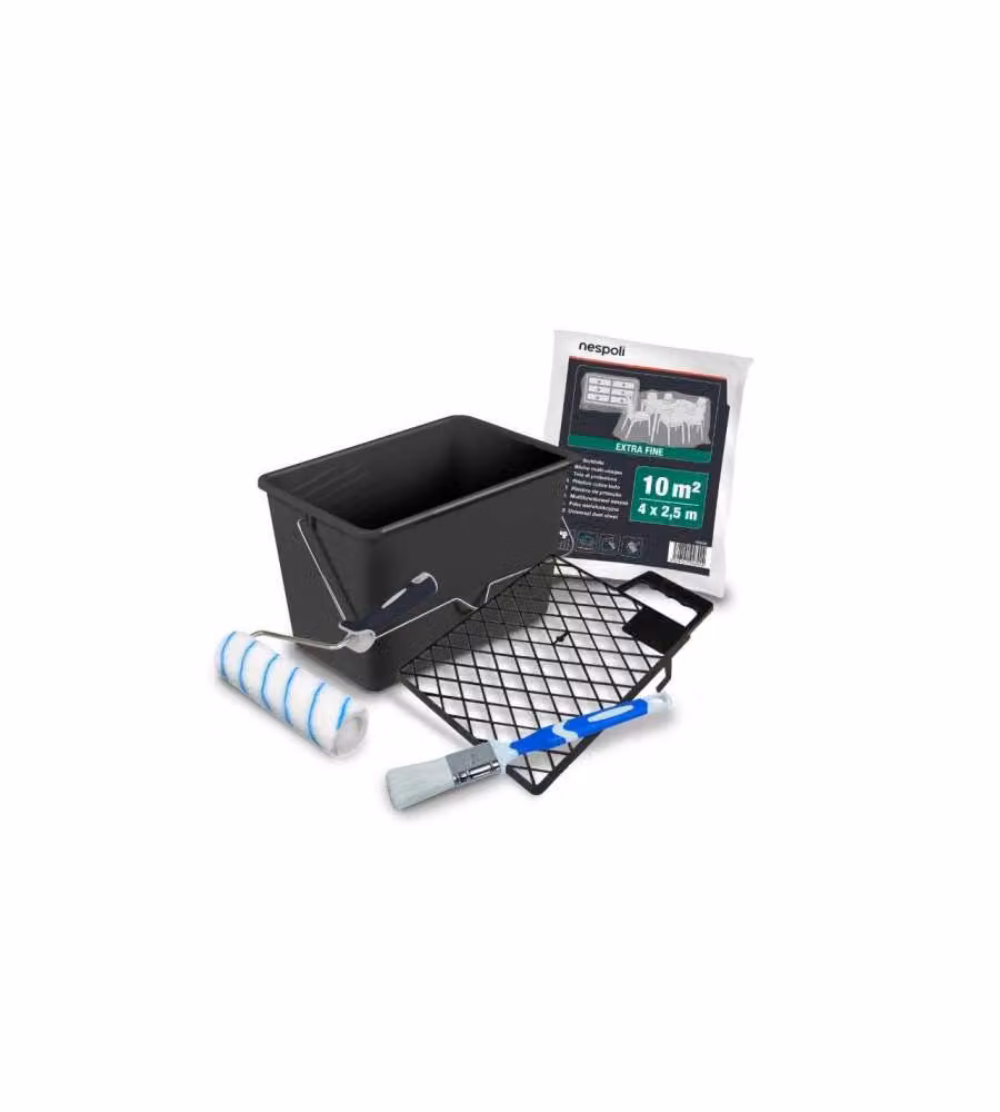 Nespoli Kit Secchio Tinteggiatura 12L - Rullo, Pennello e Telo 10mq