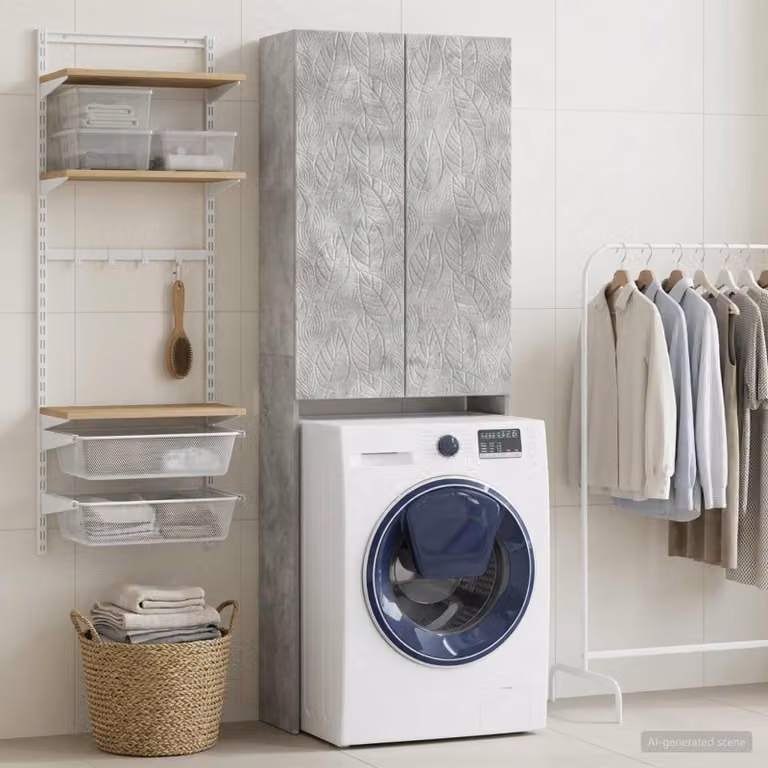 Mobiletto da bagno moderno vidaXL DELFT Grigio Cemento, L: 66 cm, P: 25,5 cm, H: 190 cm