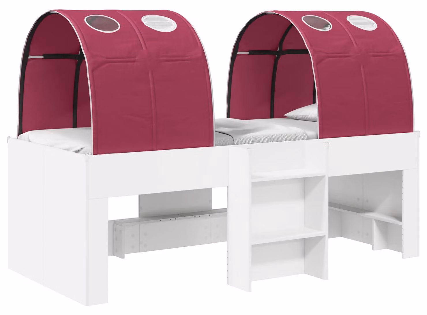 Letto con Tunnel 4 pcs Bianco e Rosso Legno ingegnerizzato