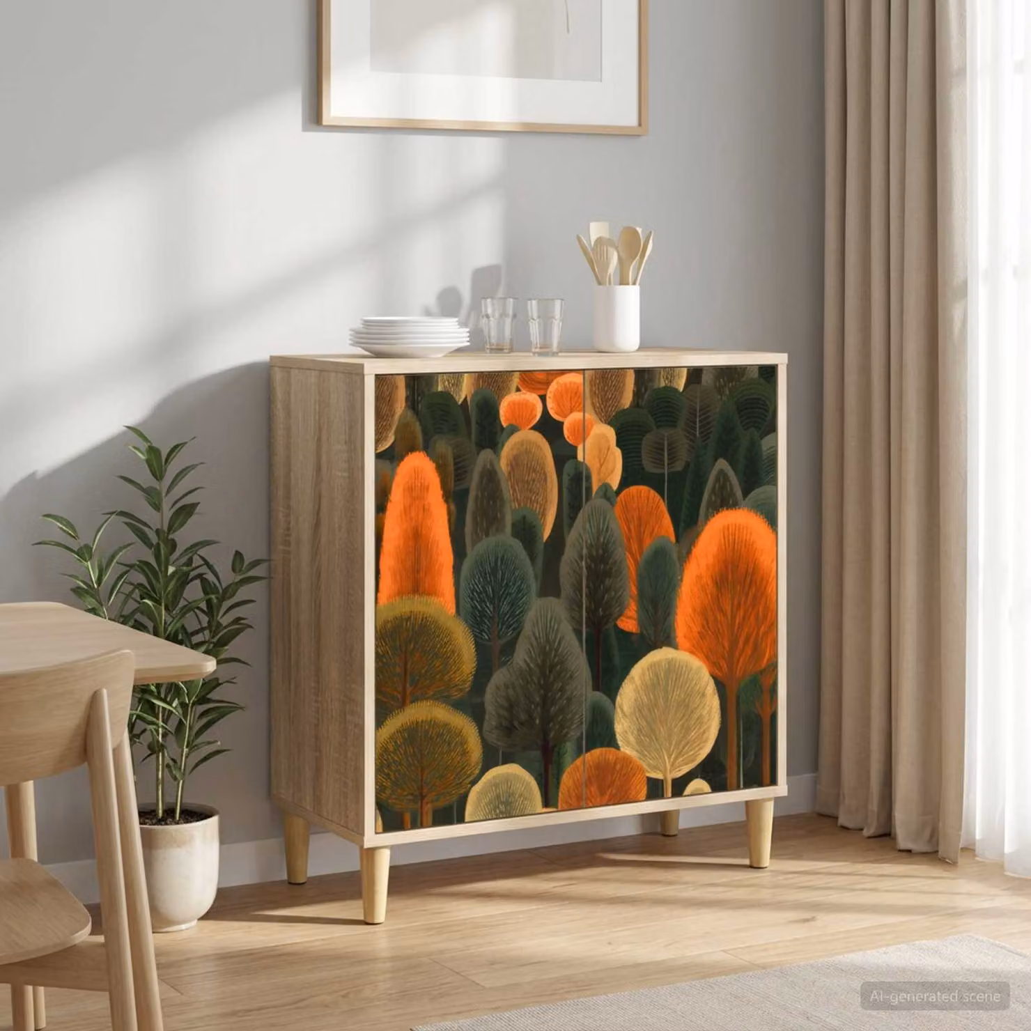 Credenza moderna vidaXL ZAANDAM in legno ingegnerizzato, colore marrone multicolore, L 69 x P 33 x H 75 cm