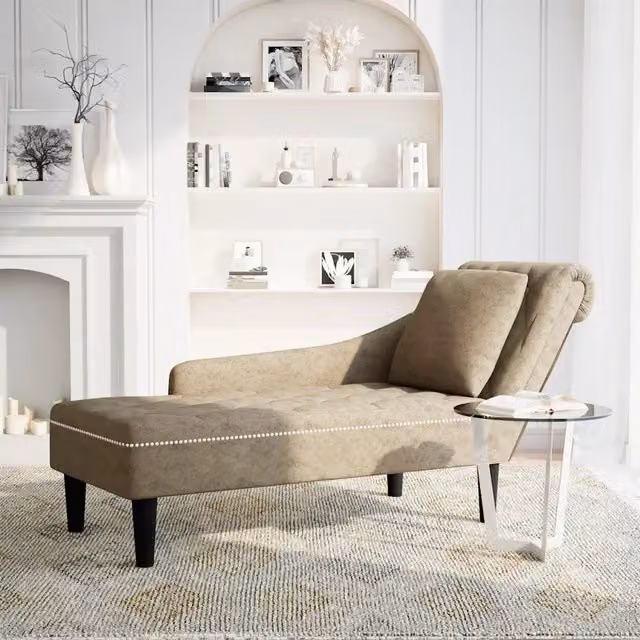 Sdraio con Cuscino e Bracciolo Destro in Similpelle e Tessuto vidaXL, Grigio e Beige, L/P/H: 145 x 70 x 56 cm