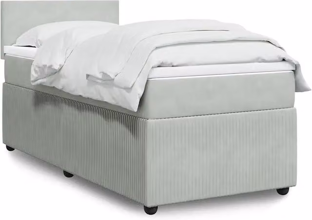 Letto Ibrido vidaXL con Materasso Grigio Chiaro e Rivestimento in Velluto L/P/H: 80 x 200 cm