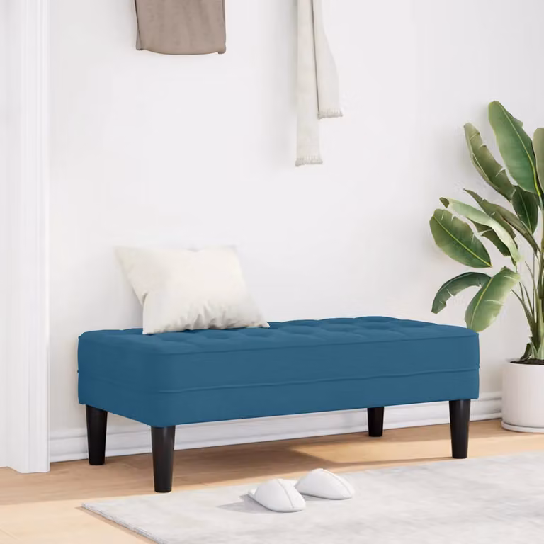 Panchina con cuscino in velluto blu vidaXL L: 113 cm, P: 57 cm, H: 39 cm