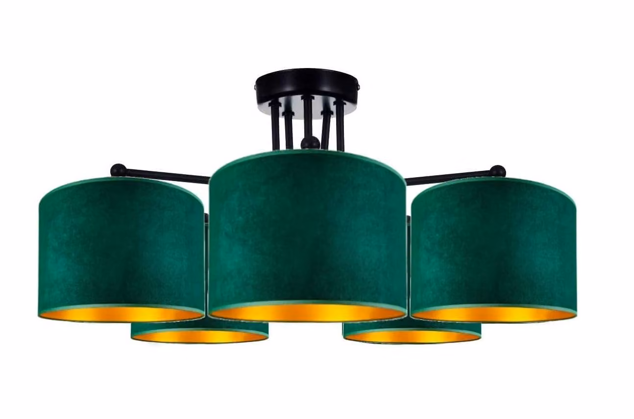 Lampada da soffitto verde lampada velour vintage moderna E27 lampada di design a 5 fiamme N230-E5-G