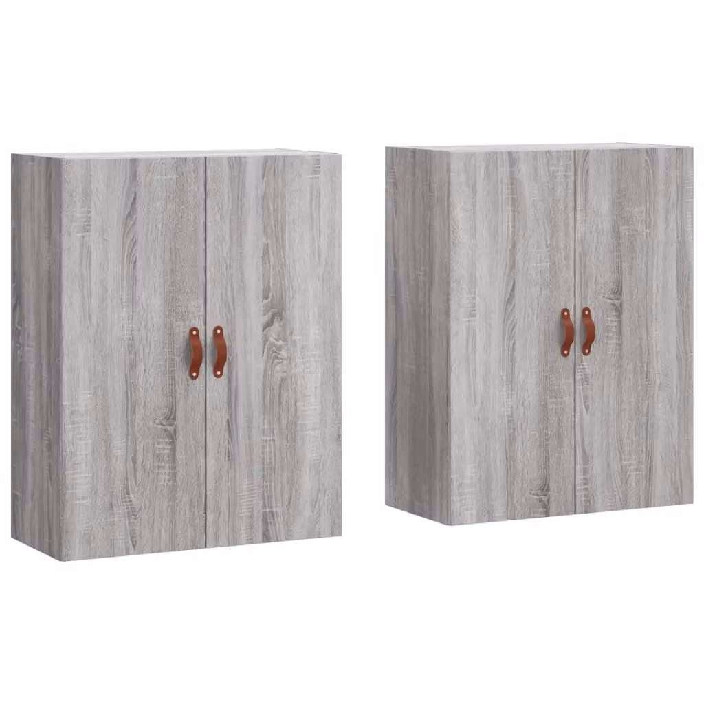 Set di 2 Mobili a Parete vidaXL in Grigio con Finitura Opaca L: 69,5 cm, P: 34 cm, H: 90 cm – 2