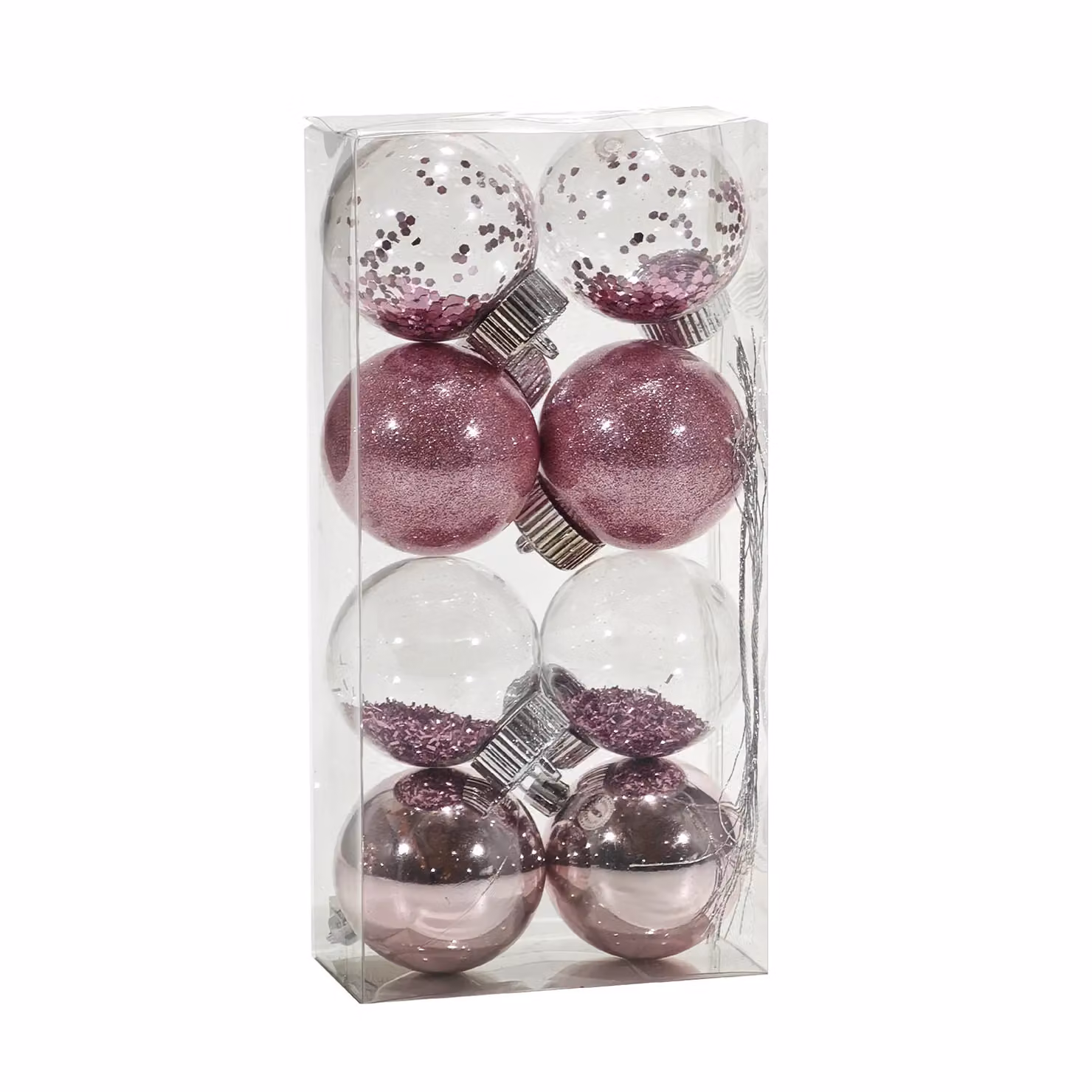 VESTIAMO CASA Set di 8 palline di Natale rosa da appendere, diametro: 6 cm